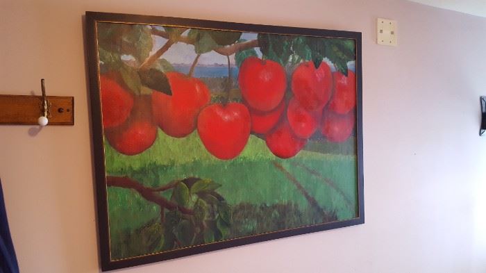 Original oil painting art red apples