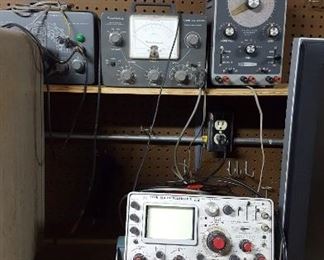 Vintage oscilloscopes and electronics testing equipment