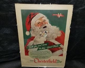 Vintage Chesterfield Santa Sign 