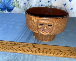 Tiki Face bowl, has four faces, small chip on base $8.00