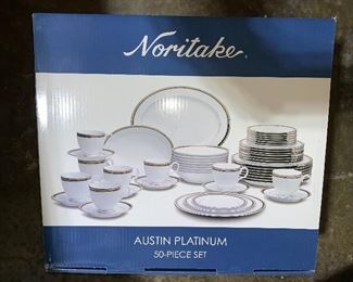 Noritake 50 Piece Austin Platinum Dish Set New $180.00 (We have two of these sets for sale Price is for each box)