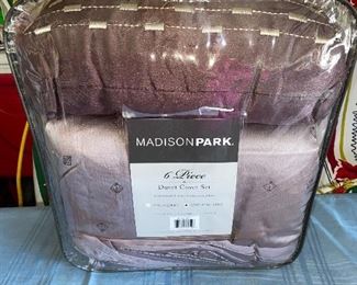Madison Park 6 Piece King/Cal King New Purple $60.00 Duvet Cover, 2 Shams, 3 Decorative Pillows