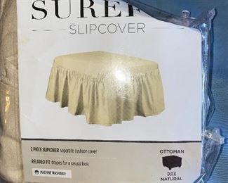 Surefit Slipcover Ottoman Duck Natural 2 piece new $14.00 