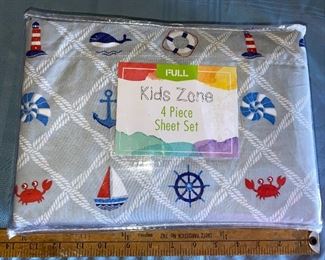 Size Full Nautical Kids Zone 4 Piece Sheet set New $14.00