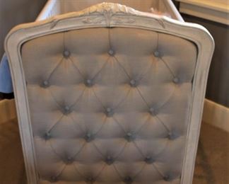 Restoration Hardware Crib, With conversion toddler rails, Colette Tufted Crib, Antique Grey Mist                       32" W x 57" L x 48" H.