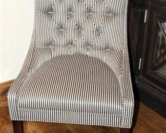 Single black striped side chair.