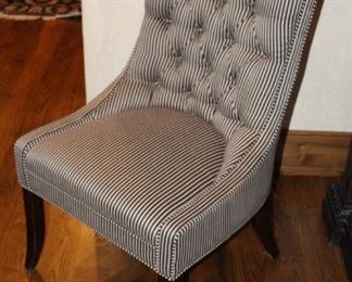 Single black striped side chair.