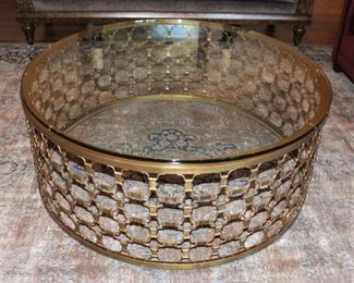 Round Glass Top Metal Base Table, 48" Diameter 19" H