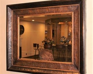 Framed mirror: Meas.  56" W x 46" H
