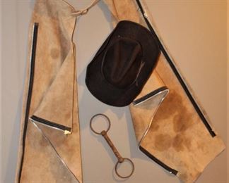 Decorative cowboy chaps, cowboy hat