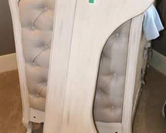 Restoration Hardware Crib, With conversion toddler rails, Colette Tufted Crib, Antique Grey Mist                       32" W x 57" L x 48" H.