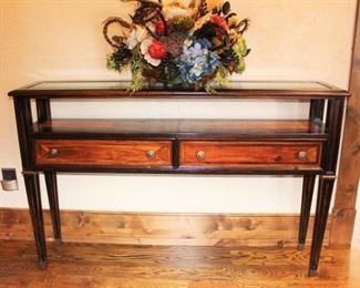 Narrow Console With Glass Top                                          Theodore Alexander, 54"W x 12" D x 34" H