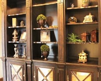 Versailles, Phillippe Langdon Chestnut Mink Twelve  Shelves, three doors in base hutch.                                       
100" (8ft. 4in.) W  X 94" H X 21" D