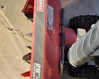 Craftsman 26 inch snowblower. Displays no wear.
Electric start.