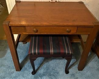 ANTIQUE DESK AND STOOL
