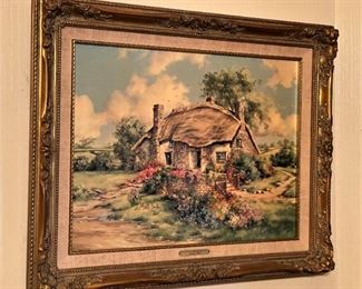 "OLD MOTHER HUBBARD'S COTTAGE" OIL PAINTING ON CANVAS SIGNED BY MARTY BELL