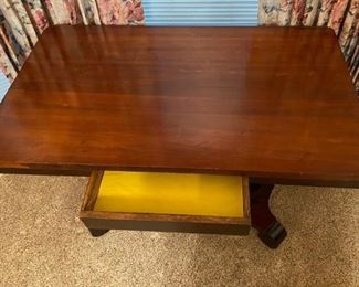 HEAVY ANTIQUE DESK WITH SINGLE DRAWER