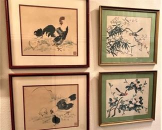 JUST A FEW OF MANY VINTAGE SIGNED ASIAN PRINTS.