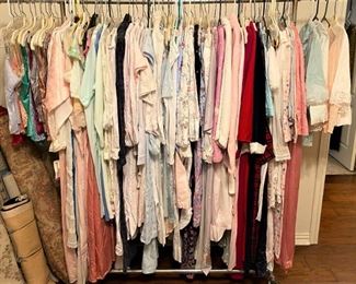 LOTS OF GOWNS AND PJ's TO CHOOSE FROM, CAMISOLES AND BED JACKETS.  MOST ARE SIZE SMALL AND MEDIUM.
