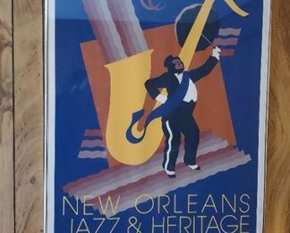 Many framed jazz posters