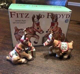 Fitz & Floyd reindeer salt and pepper shaker set