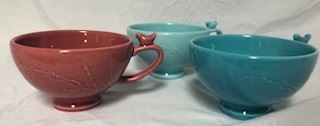 Fun teacups! Hold a lot of tea or coffee, or even some good hot soup. Hand painted. 