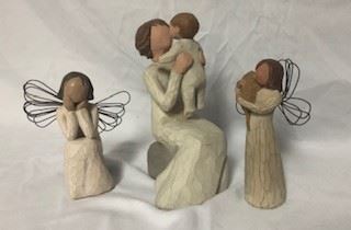 Willow Tree "Angel of Caring" trio sculptures. Resin, hand painted. About 8" H max. 
