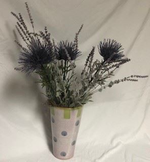 Cute little ceramic glazed vase (artificial lavender plant included).