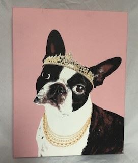 Canvas square Princess French Bulldog wall art. How can you resist that face???