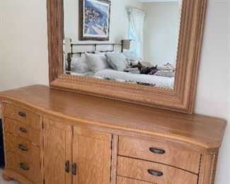 Wood Dresser & Mirror