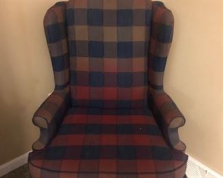 PLAID WING BACK SIDE CHAIR