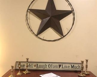 STAR DECOR LIVE WELL SIGN  CANDLE HOLDERS
