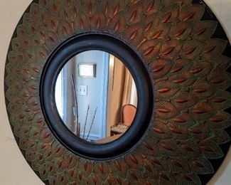 Large Wall Mirror - Metal Feathers