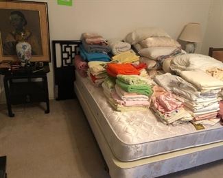 Tons of linens.  Bedroom furniture no longer for sale.