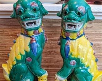 Hand Painted Ceramic Foo Dogs