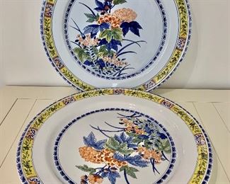 Large form platters hand painted in France for Tiffany