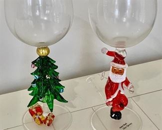 Hand blown glass Christmas glasses