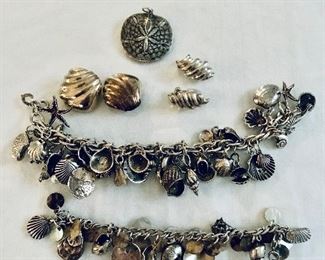 Sterling silver charm bracelets and earrings