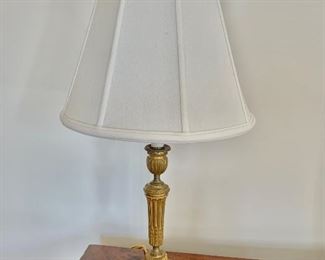 Pair of Bronze Doré Candle Prick Table Lamps 