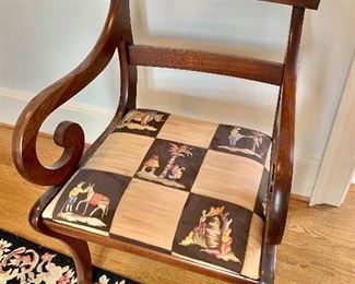 Arm chairs with custom Chinoiserie fabric
