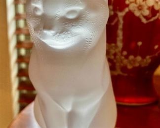 Large Lalique French cat. A beauty!
