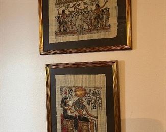  Beautifully framed Egyptian art on Papyrus 