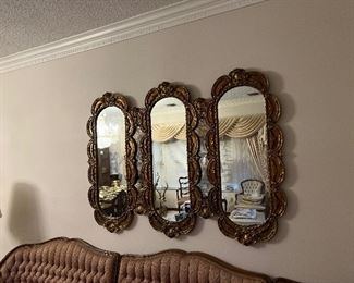 Vintage Ornate Triple Mirror