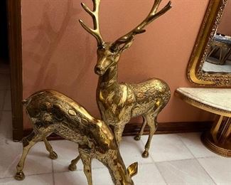 Pair of Extra Large brass Deer