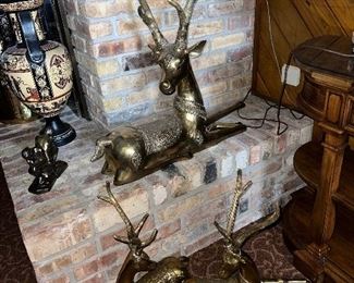 Set of 3 very large Brass Deer