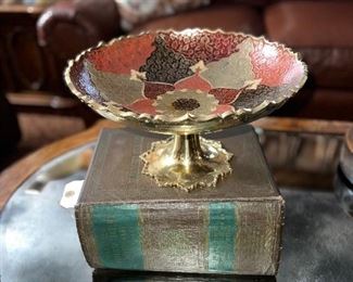 1938 dictionary and enameled Brass compote