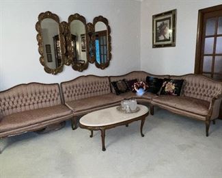 Antique tufted back sectional 