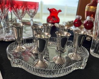 Sterling cordials on Waterford Tray
