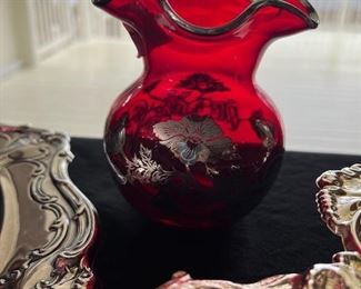 Sterling overlay on Ruby glass