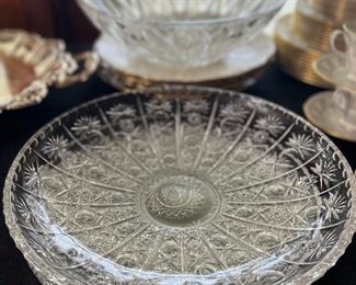 Crystal low bowl and platter